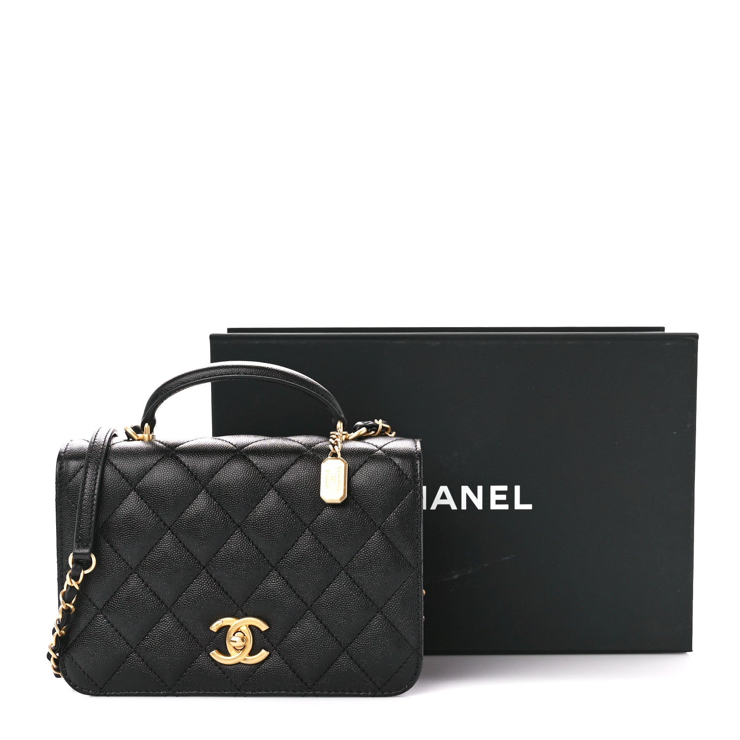 Chanel Caviar Quilted Mini Top Handle Flap Black 12 of 12