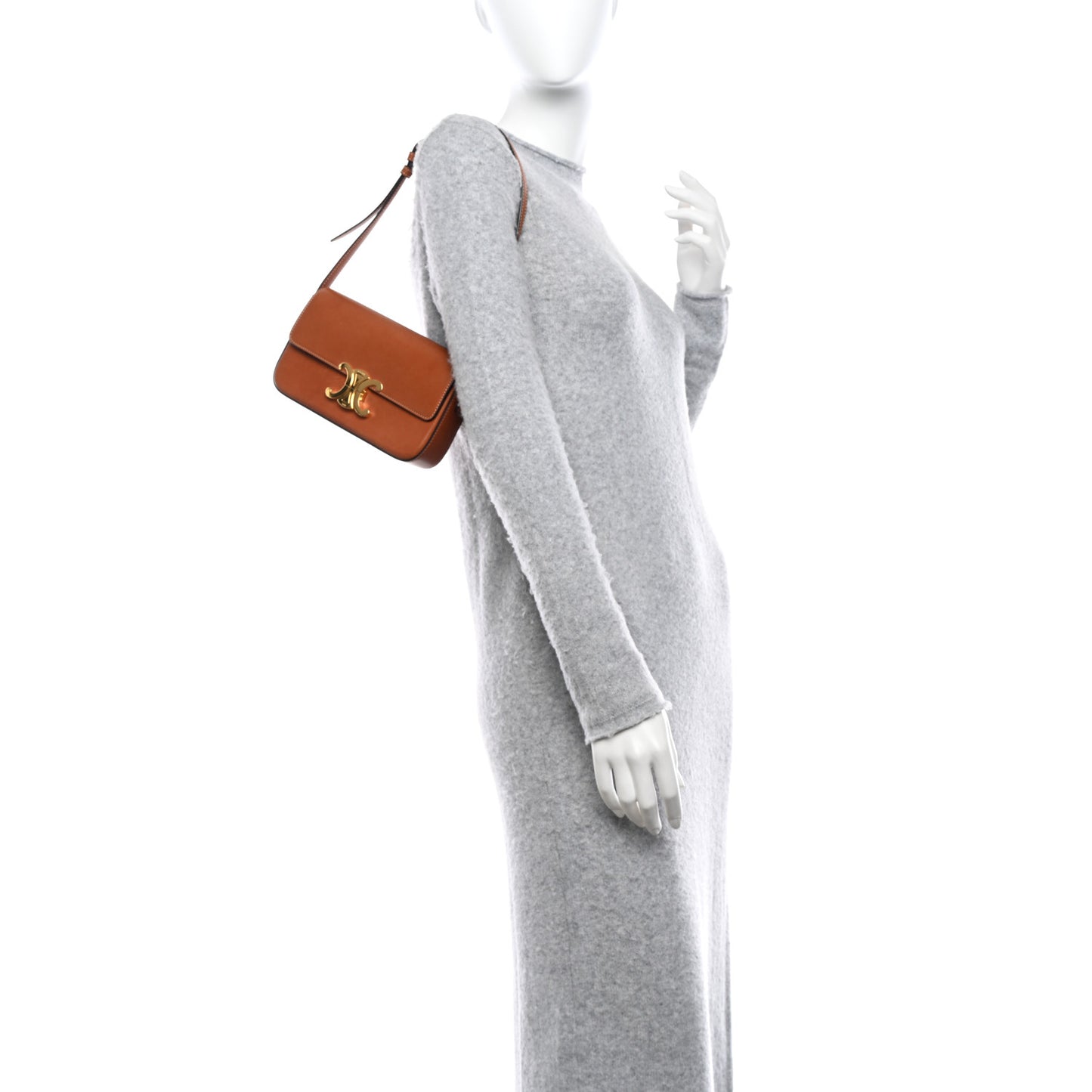 Natural Calfskin Triomphe Shoulder Bag Tan