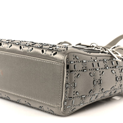 Christian Dior Satin Crystal Cannage Mini Lady Dior Gray 10 of 10