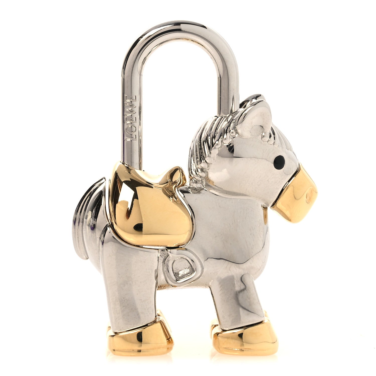 Loewe Metal Horse Lock Charm Silver Gold 1 of 5