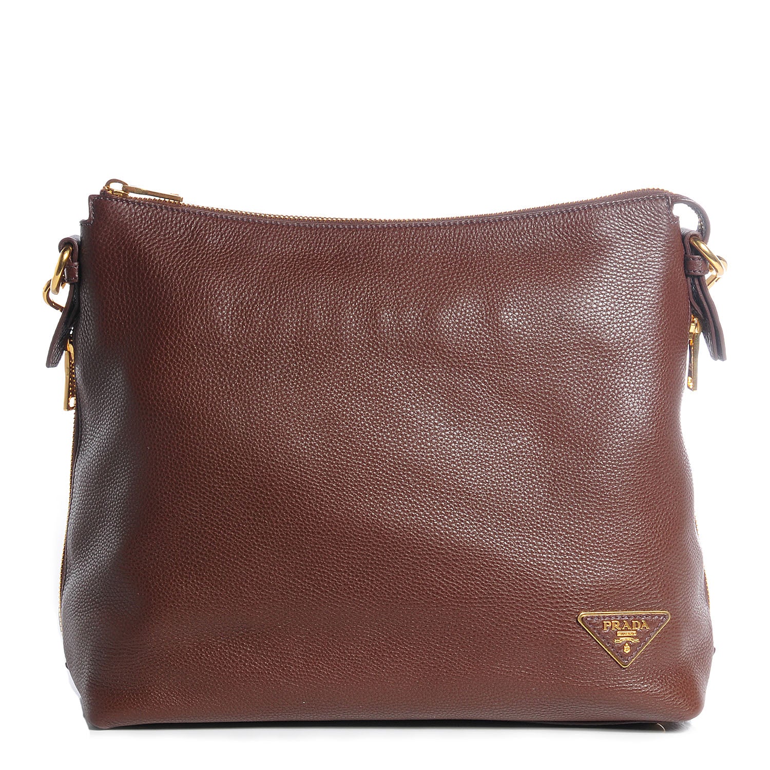 Prada Vitello Daino Zipper Hobo Bruciato 1 of 16