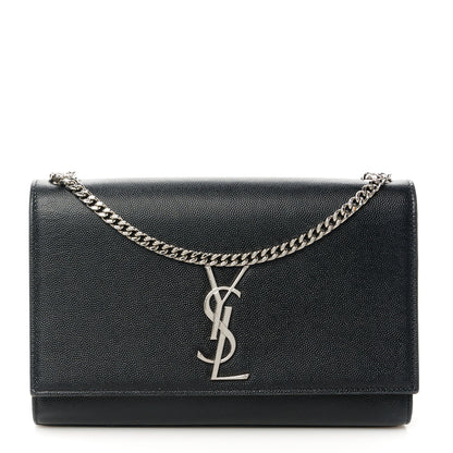 Saint Laurent Grain De Poudre Medium Classic Monogram Kate Satchel Black 1 of 11