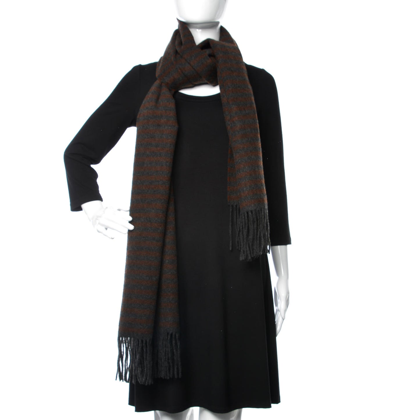Cashmere Striped Fringe Scarf