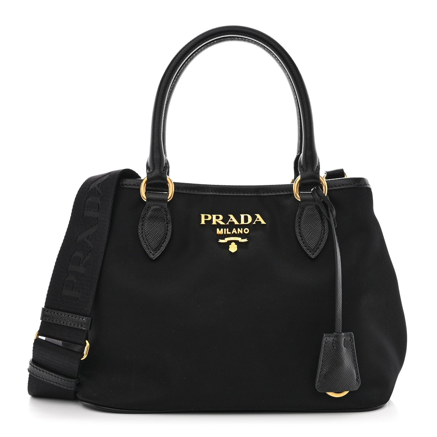 Prada Tessuto Nylon Saffiano Small Tote Black 1 of 11