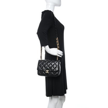 Chanel Lambskin Quilted Small Lacquered Chain Flap Black 2 of 12