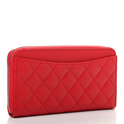 Chanel Caviar Quilted Large Gusset Zip Around Wallet Red 3 of 8