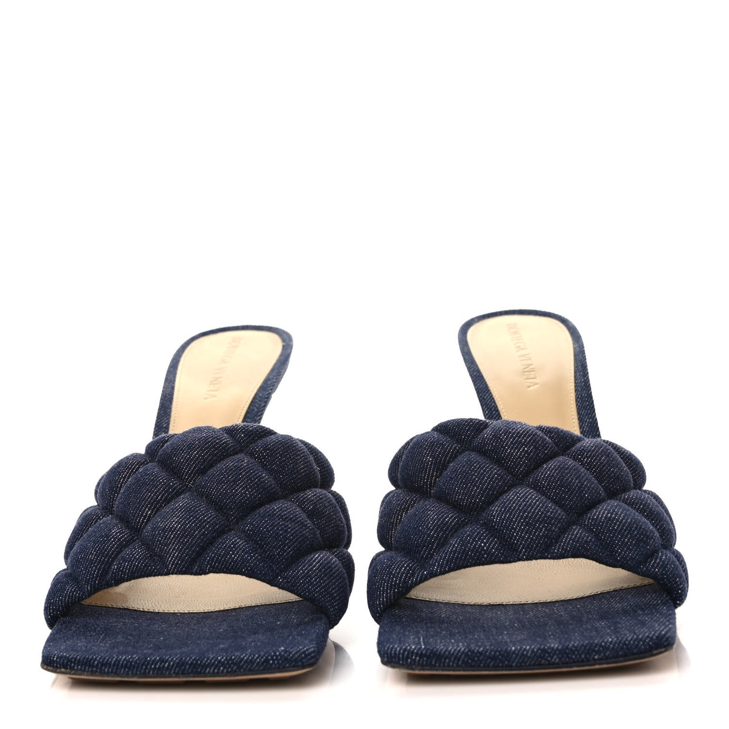 Denim Matelasse Padded Mule Sandals 39 Indigo