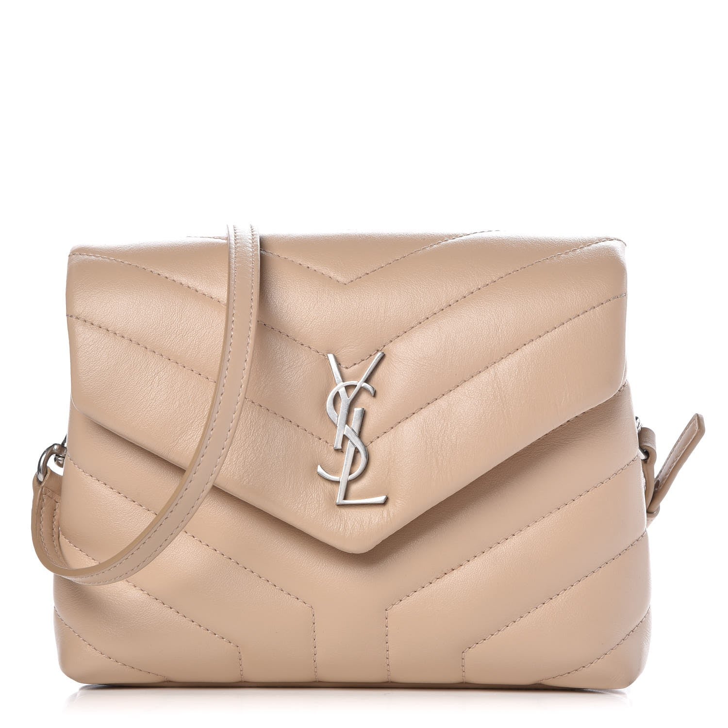 Saint Laurent Calfskin Y Quilted Monogram Toy Loulou Satchel Nude Powder 1 of 7