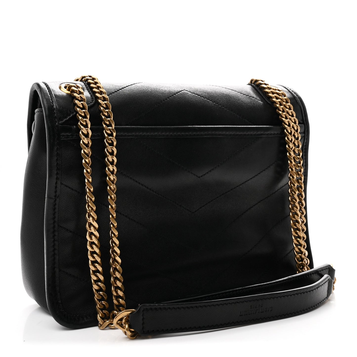 Lambskin Matelasse Monogram Baby Niki Chain Satchel Black