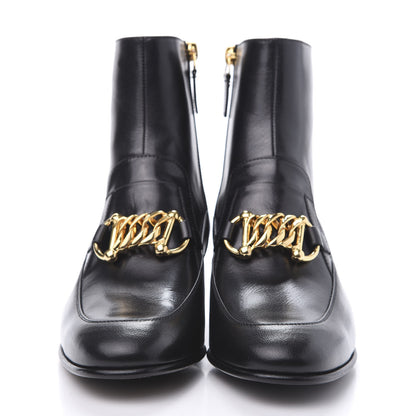 Gucci Goatskin Kitten Chain Horsebit Ankle Boots 38.5 Black 2 of 10