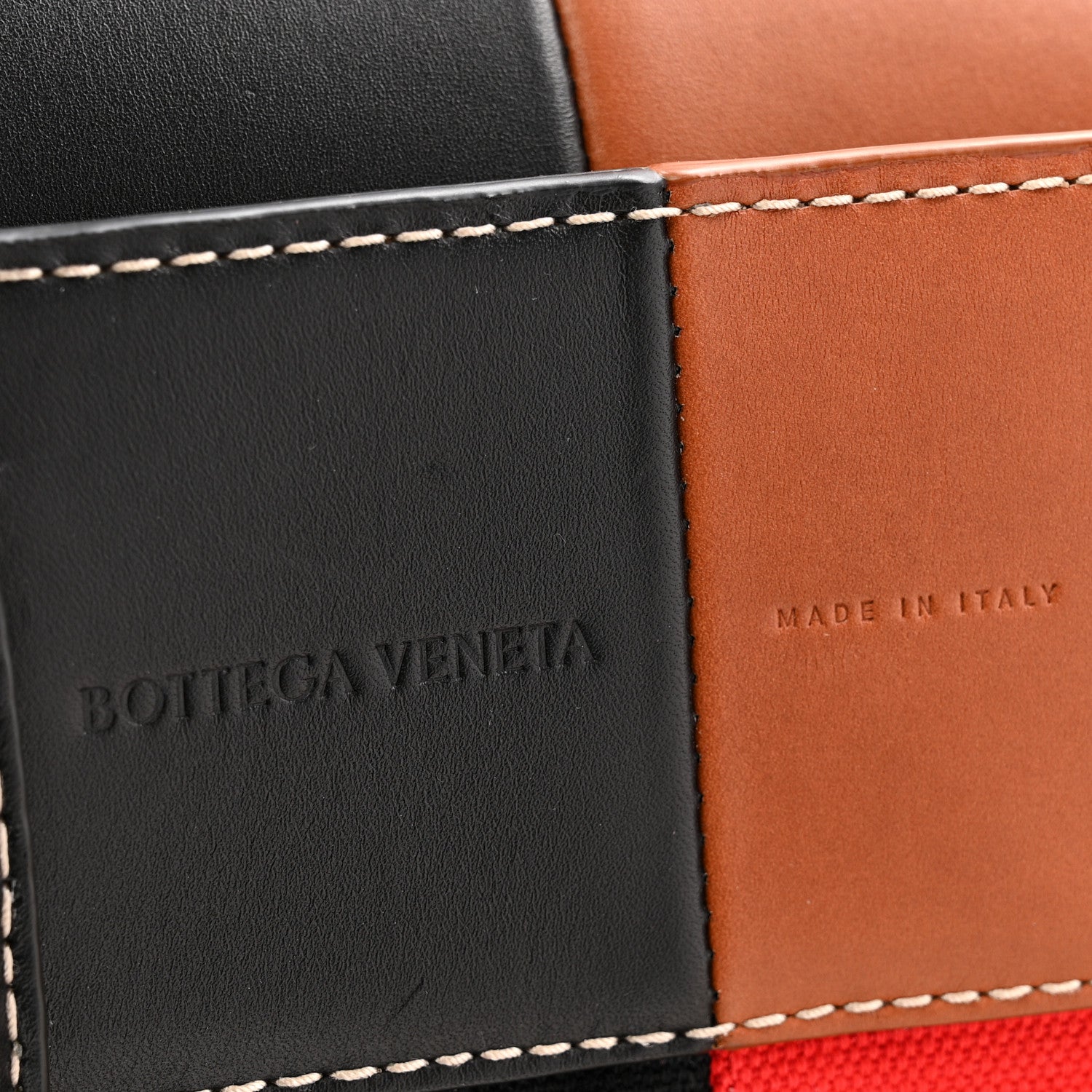 Bottega Veneta Canvas Calfskin Large Andiamo Voyager Shoulder Bag Black Scarlet Light Wood 5 of 11