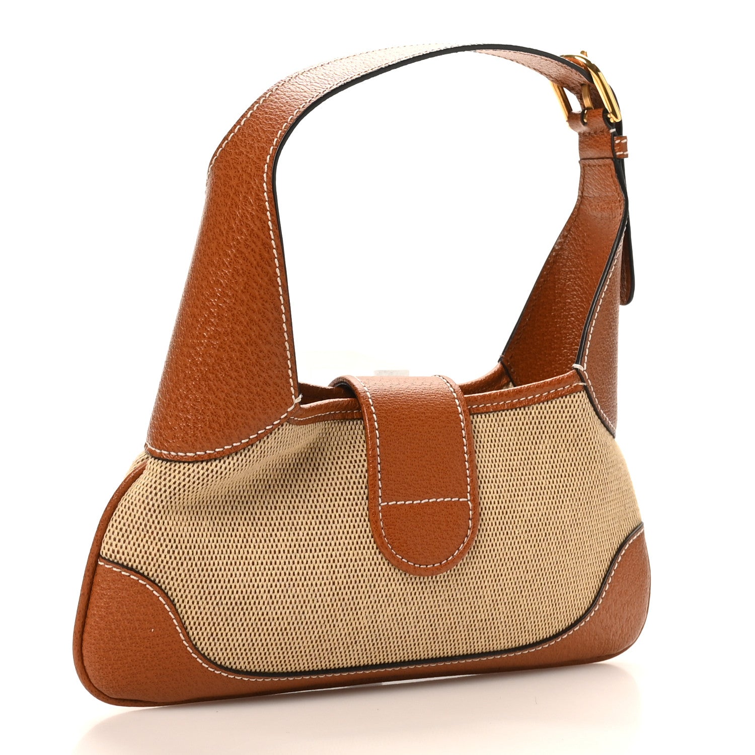 Gucci Canvas Textured Dollar Calfskin Small Aphrodite Shoulder Bag Beige Tan 3 of 10