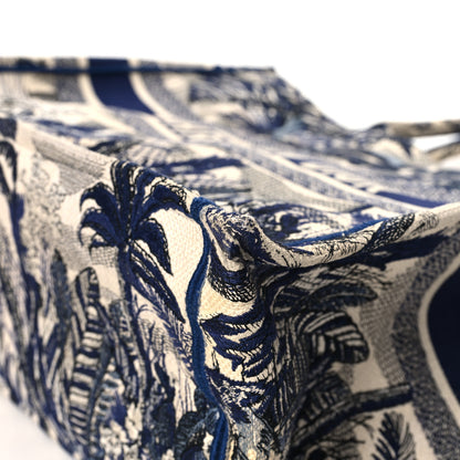 Christian Dior Canvas Embroidered Large Palm Tree Toile De Jouy Book Tote Blue 10 of 13