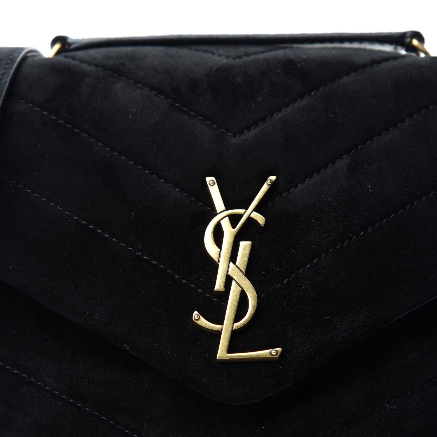 Saint Laurent Suede Calfskin Y Quilted Monogram Small Loulou Chain Satchel Black 11 of 11