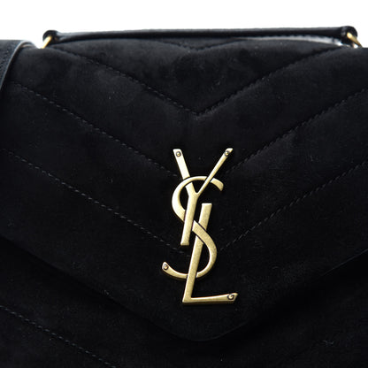 Saint Laurent Suede Calfskin Y Quilted Monogram Small Loulou Chain Satchel Black 11 of 11
