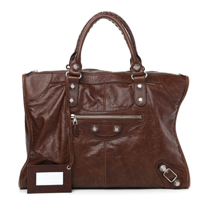 Balenciaga Agneau Giant 21 Silver Hardware Weekender Chataigne 1 of 10