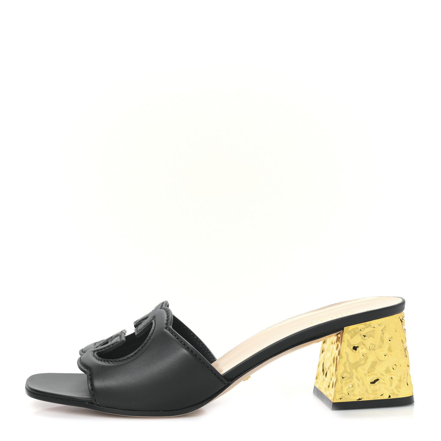 Cosmos Softy Calfskin Interlocking G Cut Out 55mm Slide Sandals 41 Black