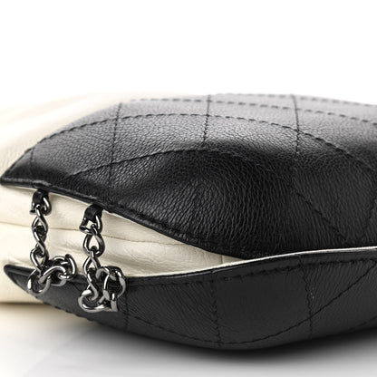 Chanel Aged Calfskin Quilted Small Gabrielle Bucket White Black 9 of 10