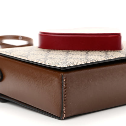 Gucci GG Supreme Monogram Script Logo Heart Crossbody Bag Beige Brown 9 of 11