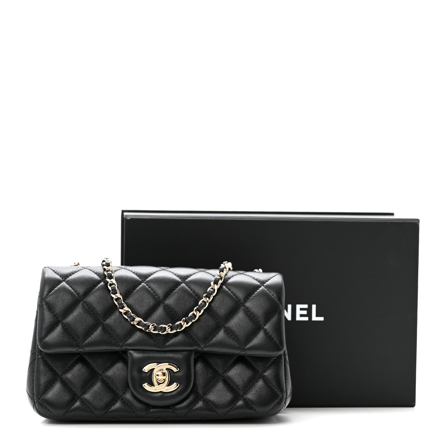 Chanel Lambskin Quilted Mini Rectangular Pearl Crush Flap Black 14 of 14
