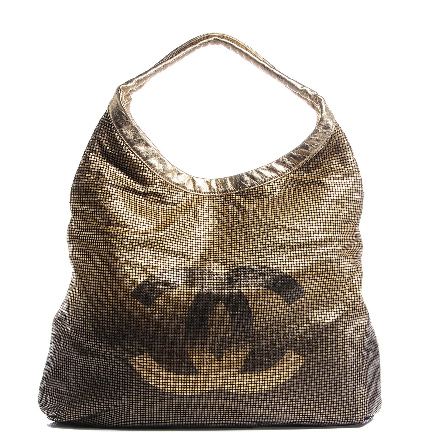 Metallic Perforated Lambskin Hollywood Hobo Gold