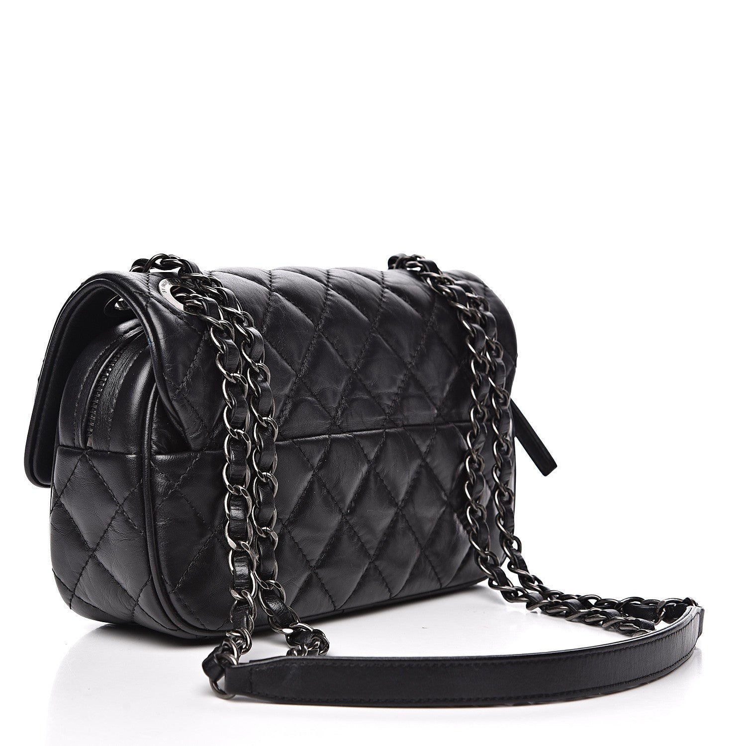 Chanel Aged Calfskin Quilted Small Easy Flap Black 2 of 9
