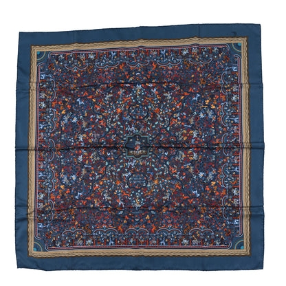 Hermes Silk Les Jardins D'Armenie Scarf 90 Cobalt Vert Prairie Bleu Canard 1 of 3