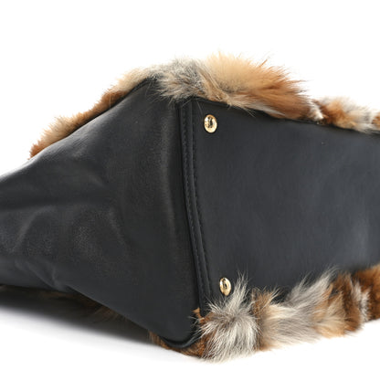 Salvatore Ferragamo Calfskin Fox Fur Medium Verve Double Zip Tote Black Multicolor 8 of 9
