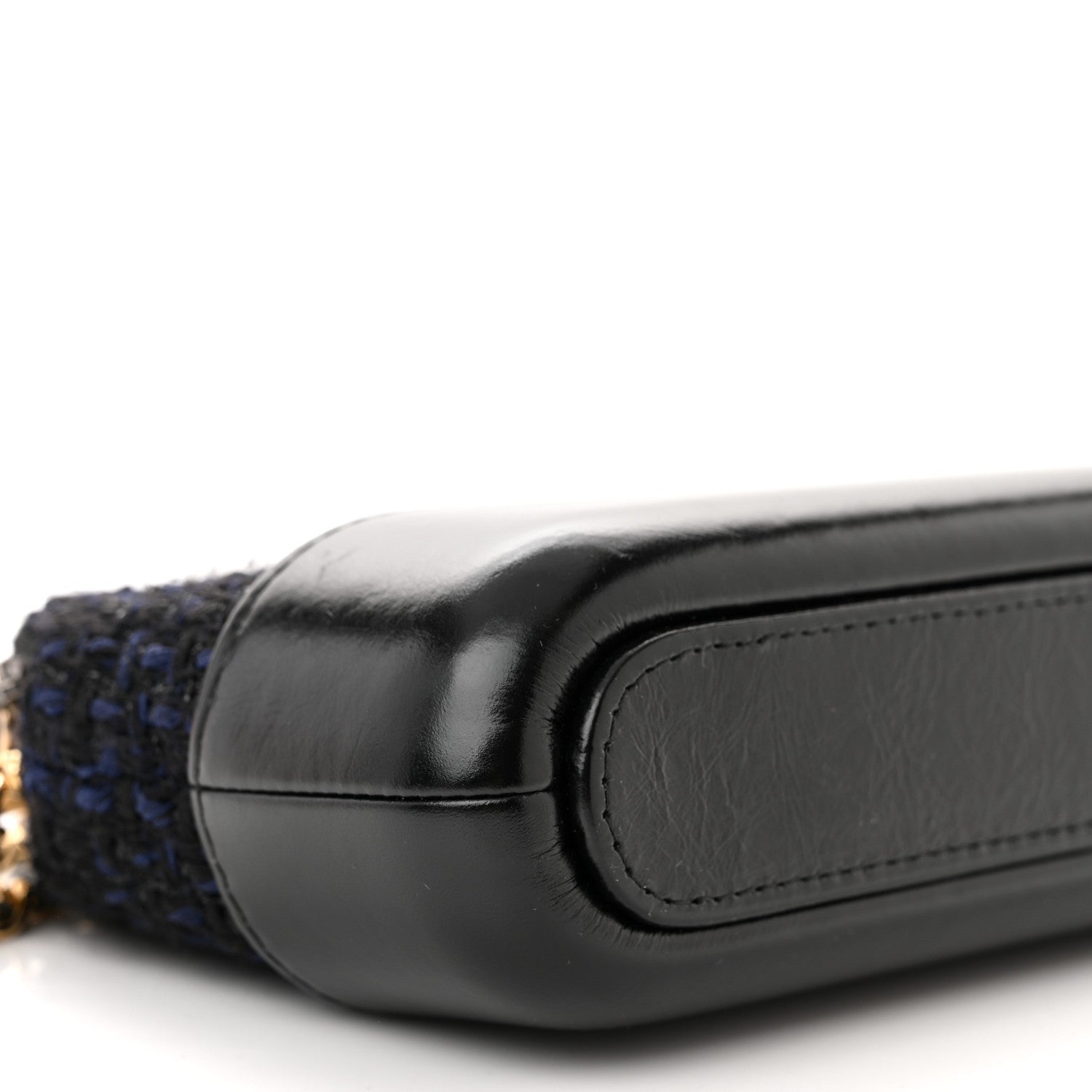 Chanel Tweed Aged Calfskin Quilted Small Gabrielle Clutch With Chain Black Blue 11 of 14