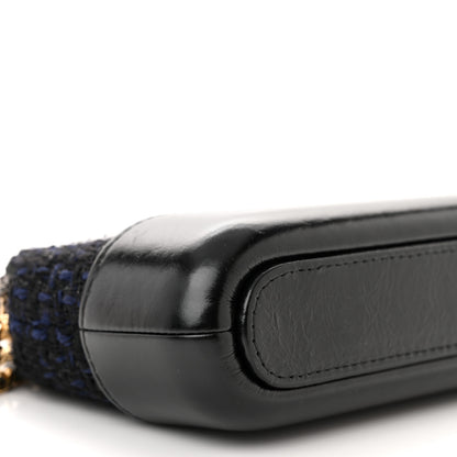 Chanel Tweed Aged Calfskin Quilted Small Gabrielle Clutch With Chain Black Blue 11 of 14