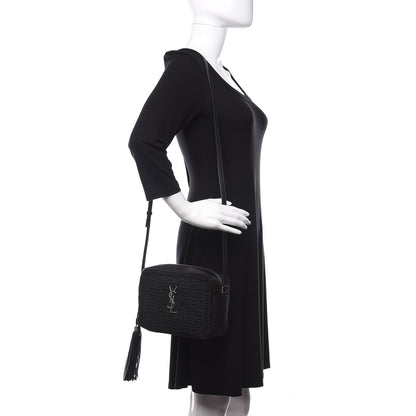 Saint Laurent Raffia Calfskin Monogram Lou Camera Bag Black 2 of 10