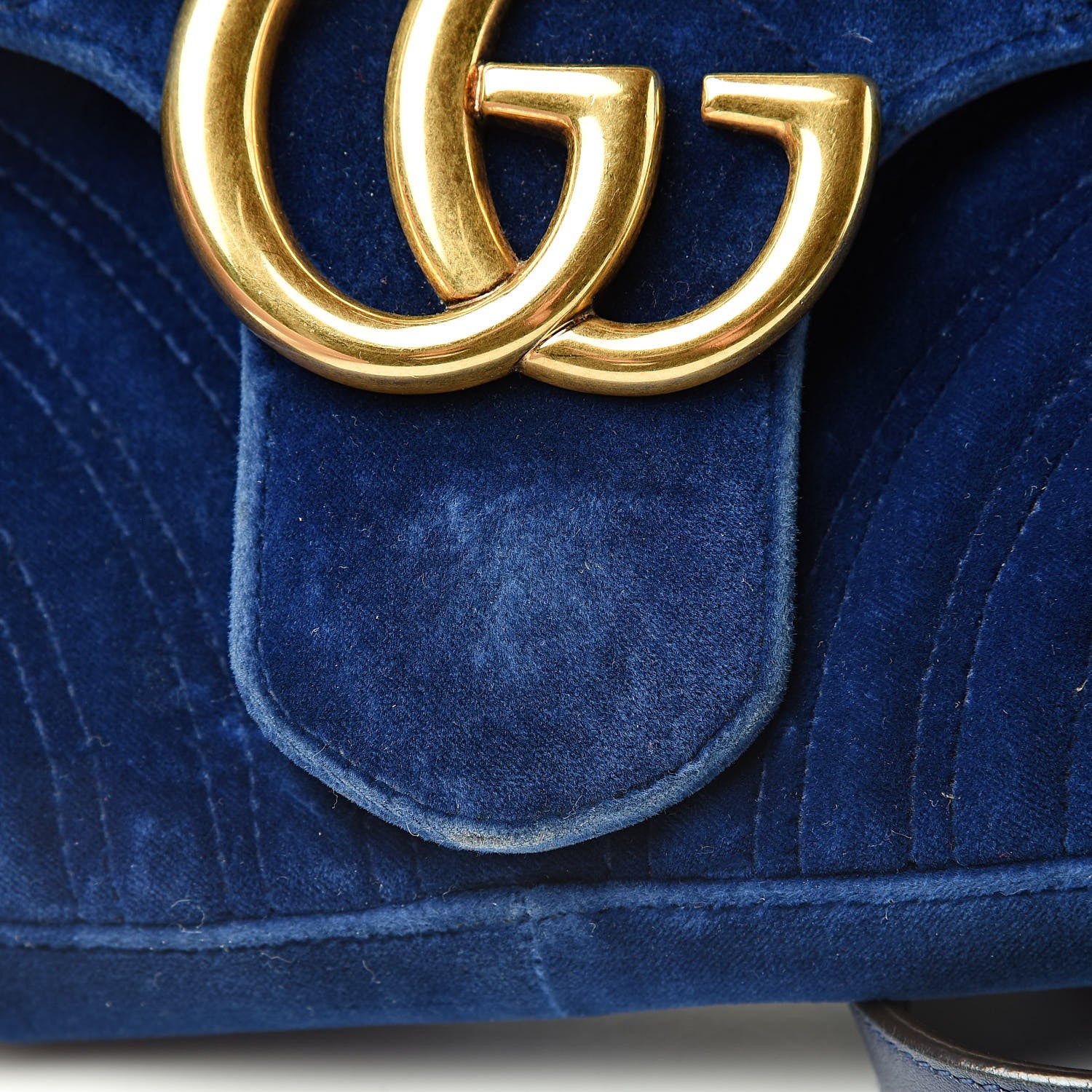 Gucci Velvet Matelasse Medium GG Marmont Shoulder Bag Cobalt Blue 22 of 23