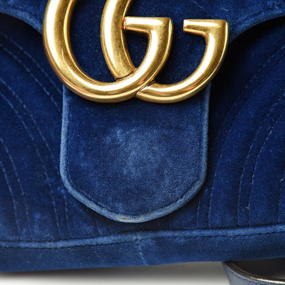 Gucci Velvet Matelasse Medium GG Marmont Shoulder Bag Cobalt Blue 22 of 23