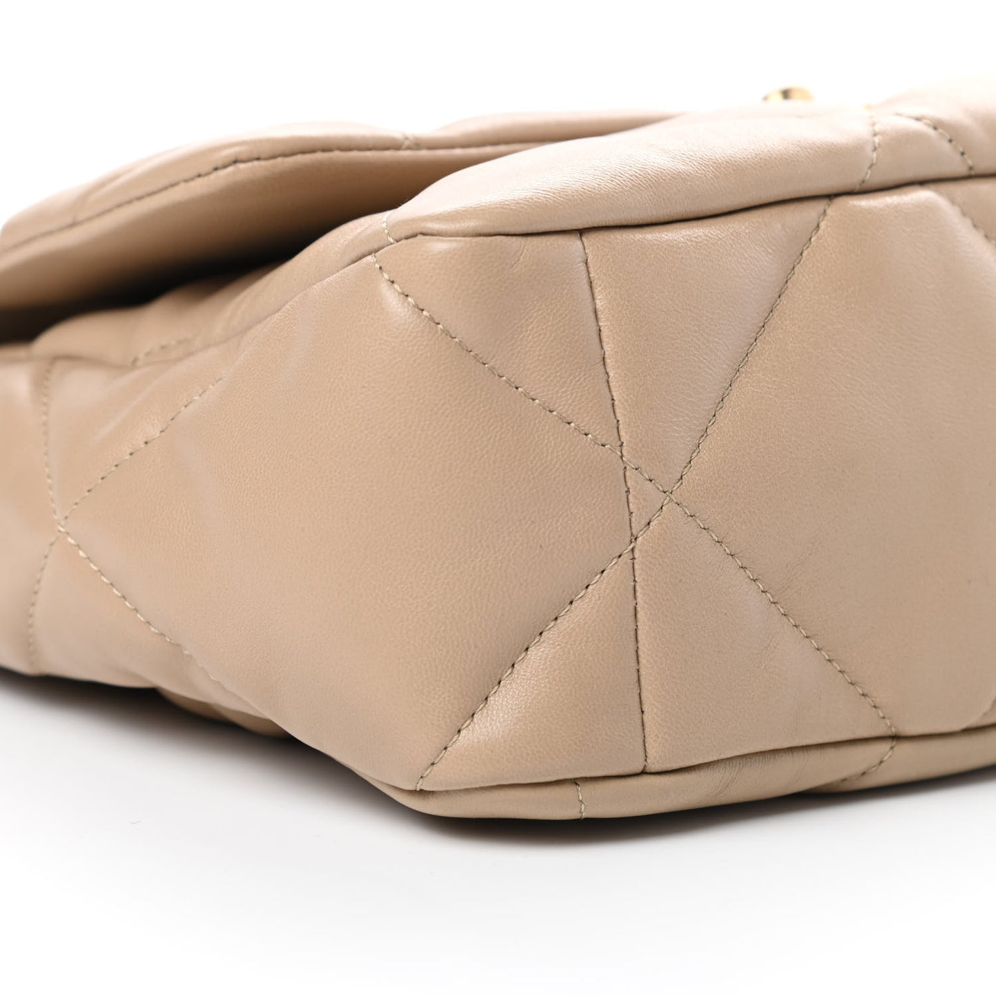 Lambskin Quilted Large Chanel 19 Flap Dark Beige