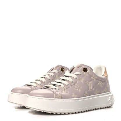 Louis Vuitton Calfskin Debossed Monogram Time Out Sneaker 38.5 Gray 4 of 9