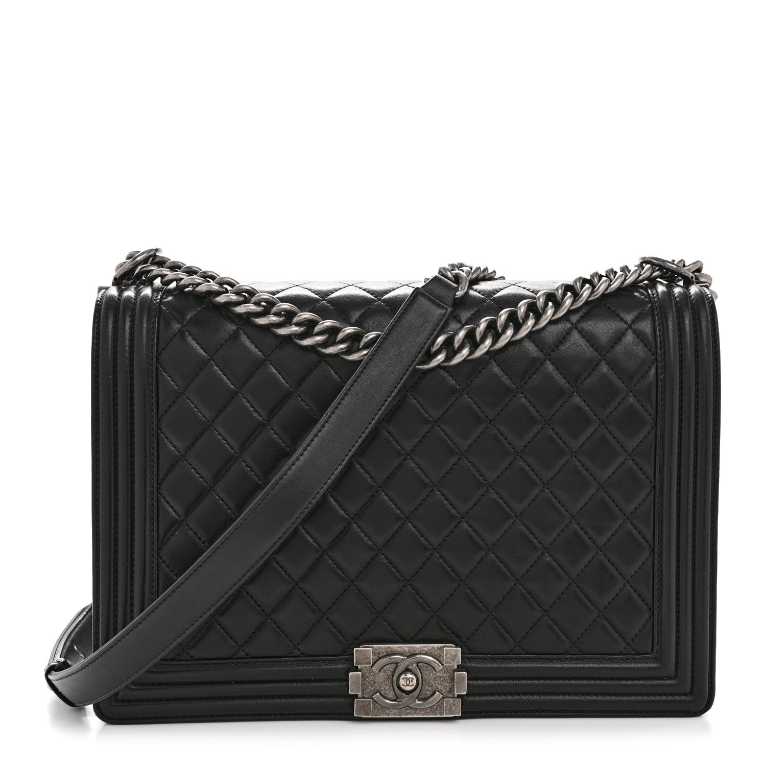 Chanel Lambskin Quilted Large Boy Flap Black 1 of 13