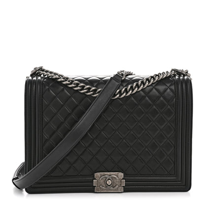Chanel Lambskin Quilted Large Boy Flap Black 1 of 13