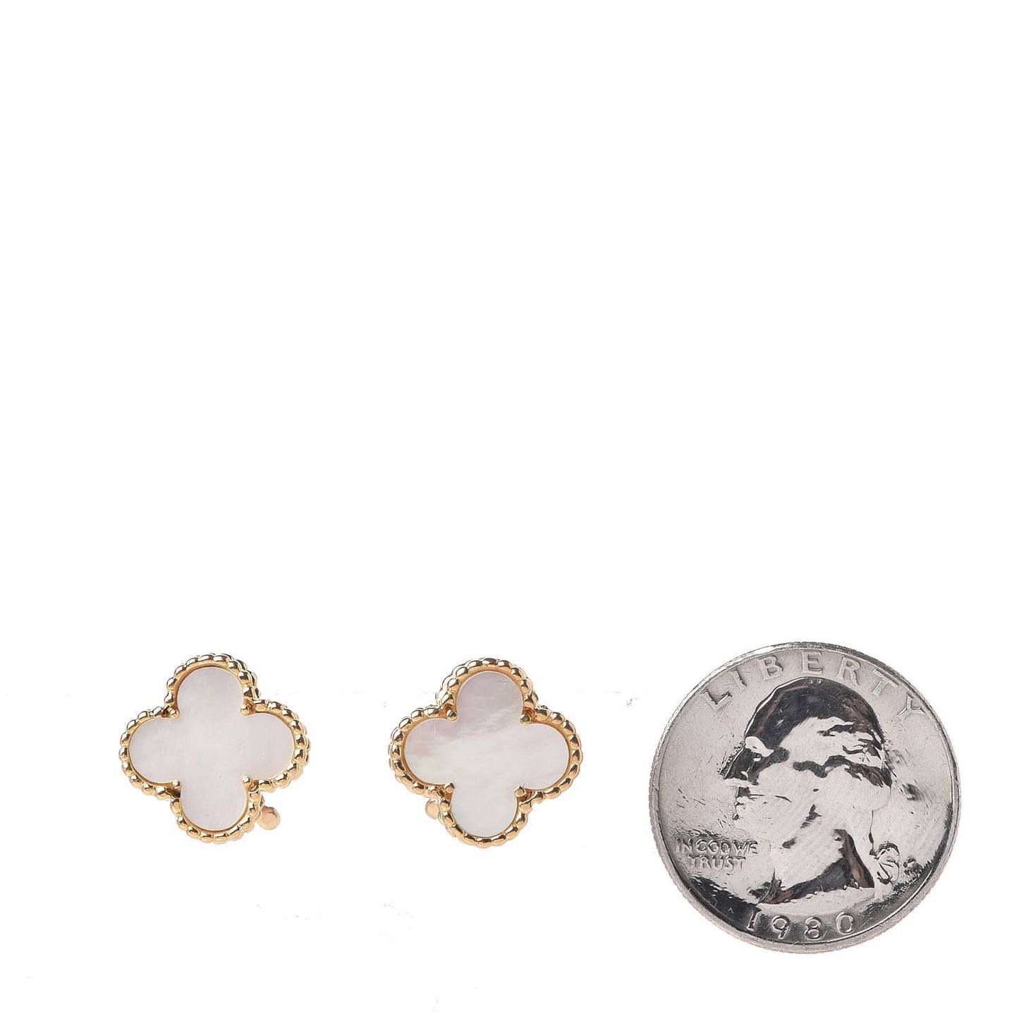 18K Yellow Gold Mother of Pearl Vintage Alhambra Clip-On Earrings