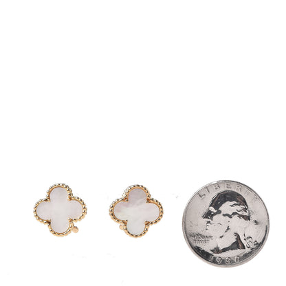 Van Cleef & Arpels 18K Yellow Gold Mother of Pearl Vintage Alhambra Clip-On Earrings 2 of 5