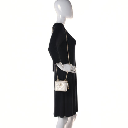 Chanel Calfskin Quilted Mini Perfect Fit Vanity Case With Chain White 2 of 9