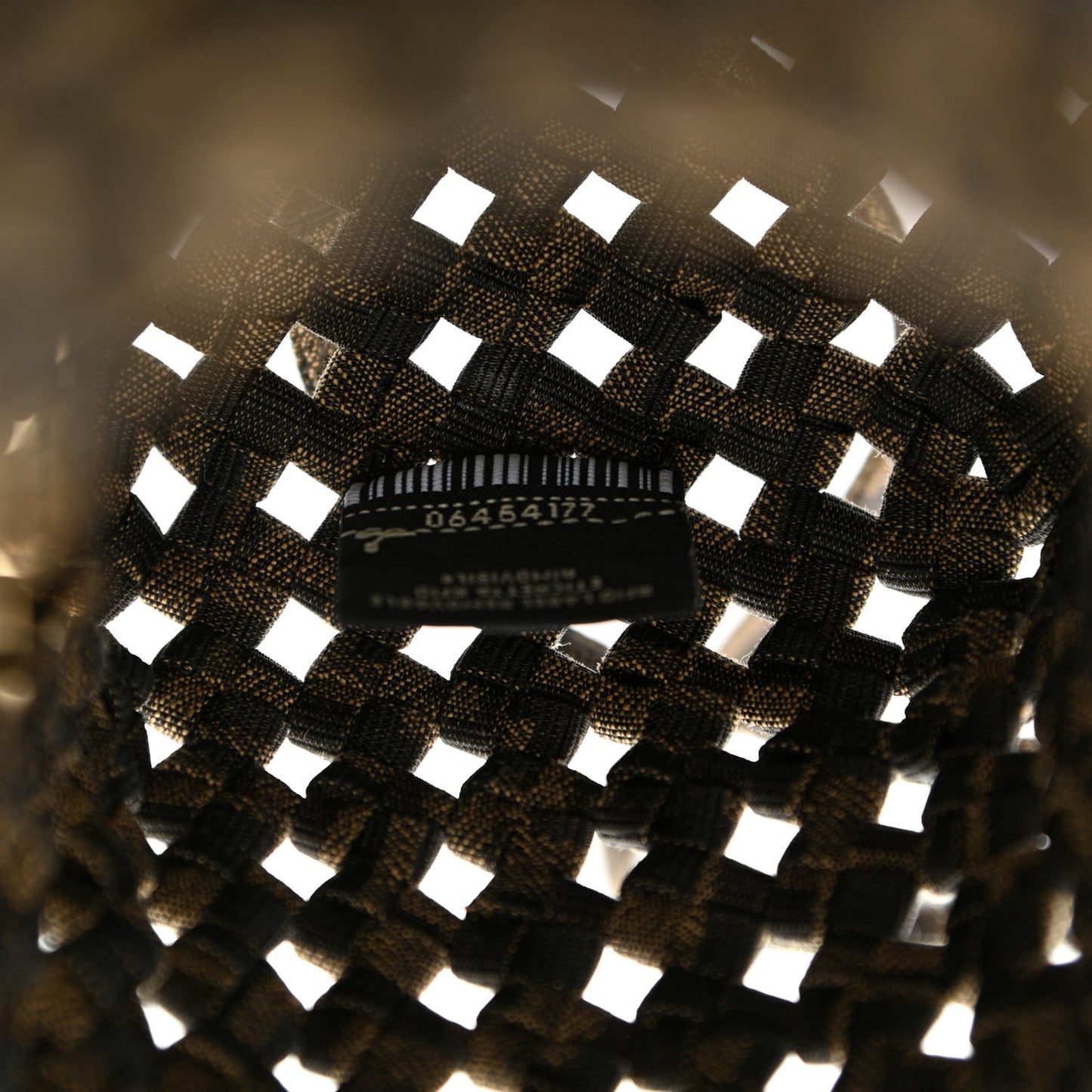 Fabric Jacquard F is Fendi FF 1974 Woven Knotted Mini Mon Tresor Bucket Bag Tabacco Moro