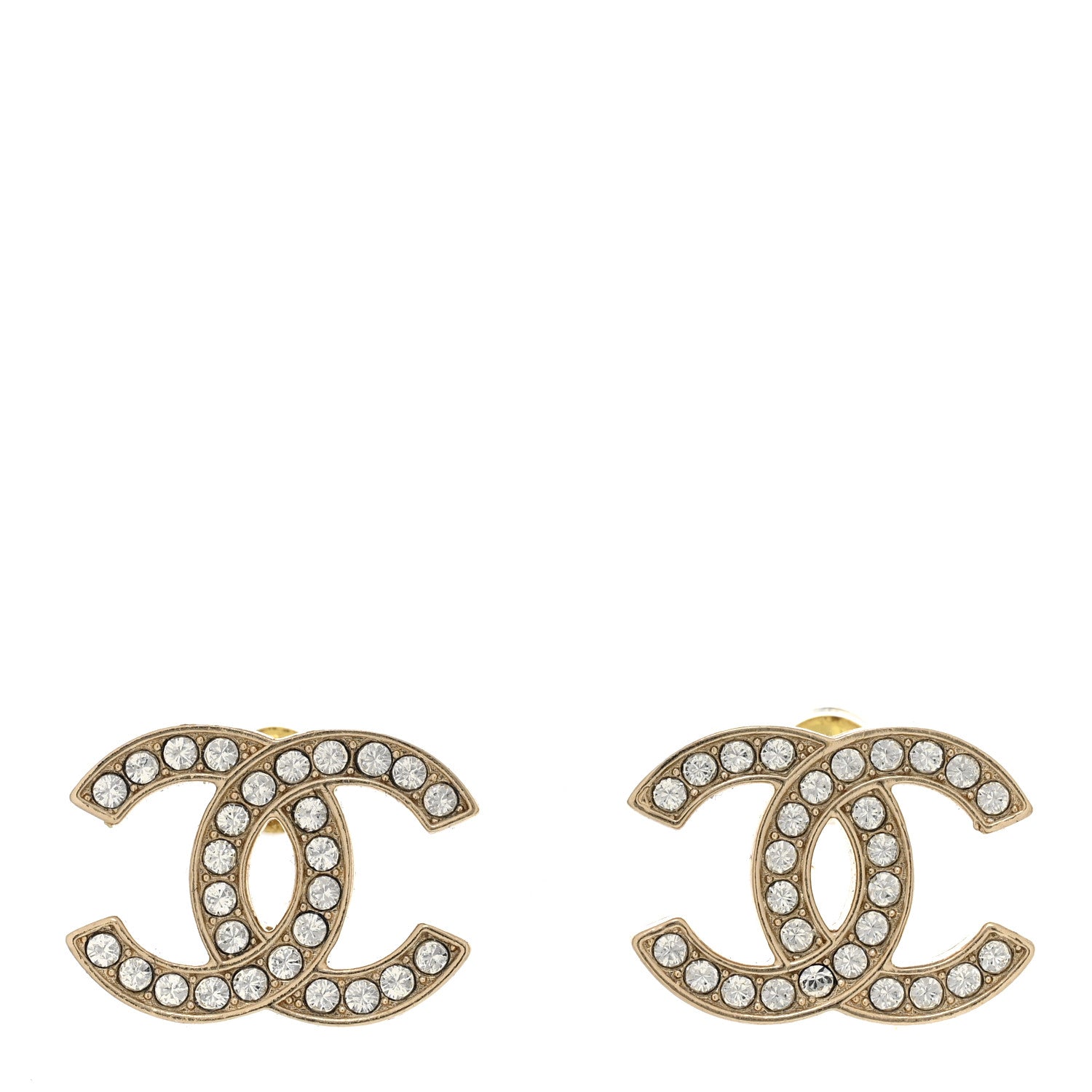 Chanel Crystal CC Earrings Gold 1 of 4