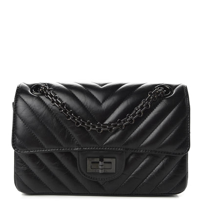 Chanel Aged Calfskin Chevron Quilted 2.55 Reissue Mini Flap So Black 1 of 14