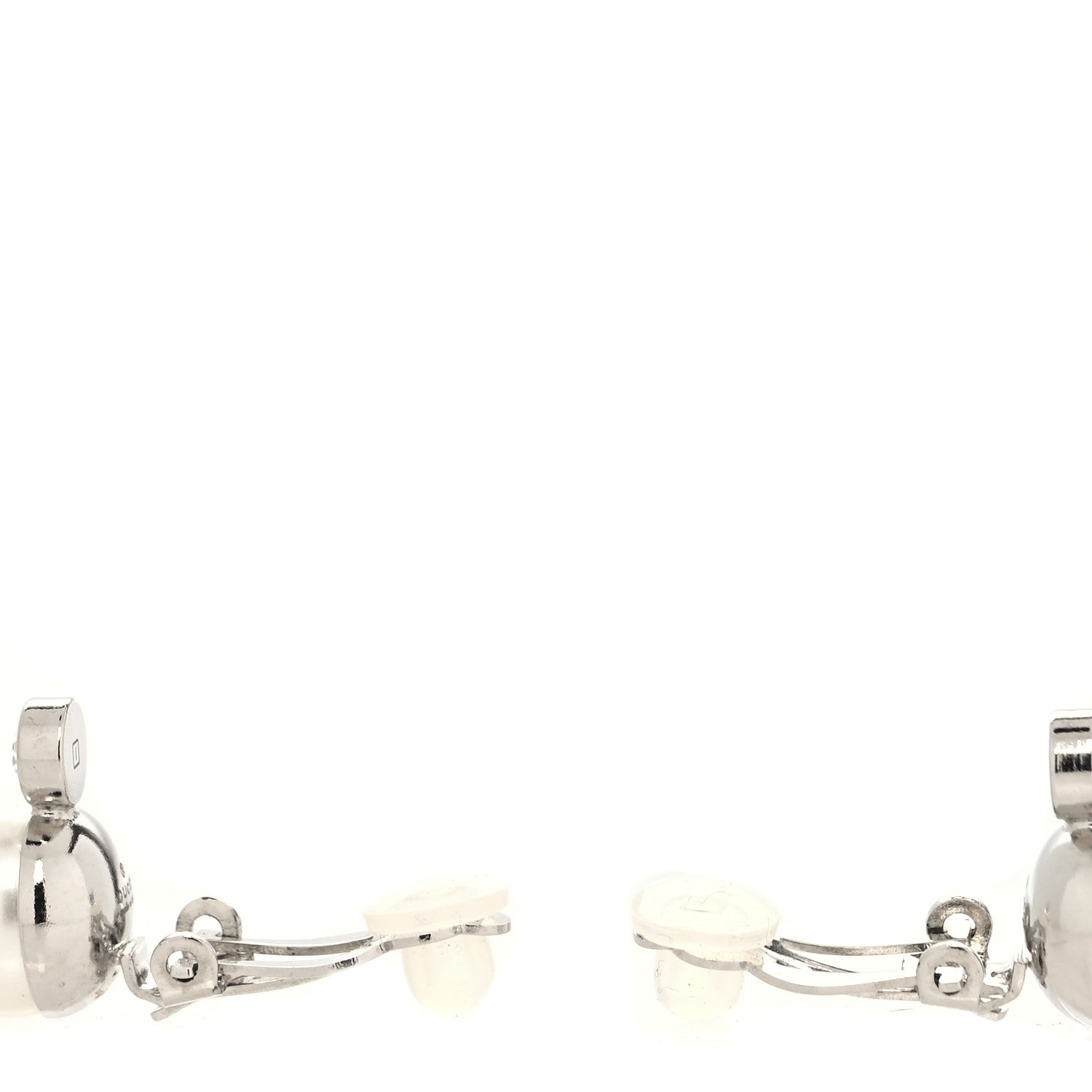 Gucci Metal Pearl Interlocking G Clip On Earrings Silver 3 of 4