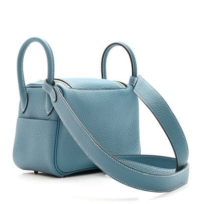 Hermes Taurillon Clemence Mini Lindy 20 Bleu Jean 3 of 9