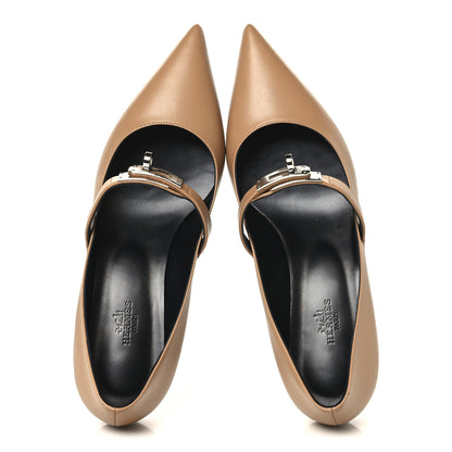 Hermes Calfskin Kiara 40 Pumps 39 Naturel Clair 2 of 10