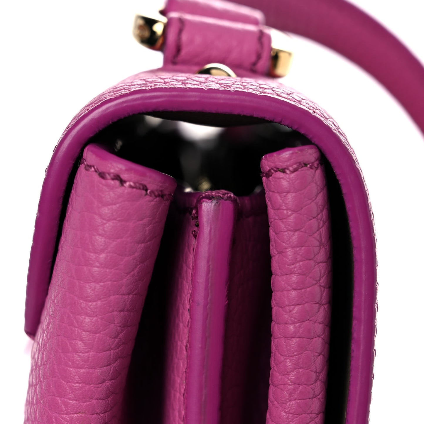 Grained Calfskin Mya Flip Lock Shoulder Bag Pink