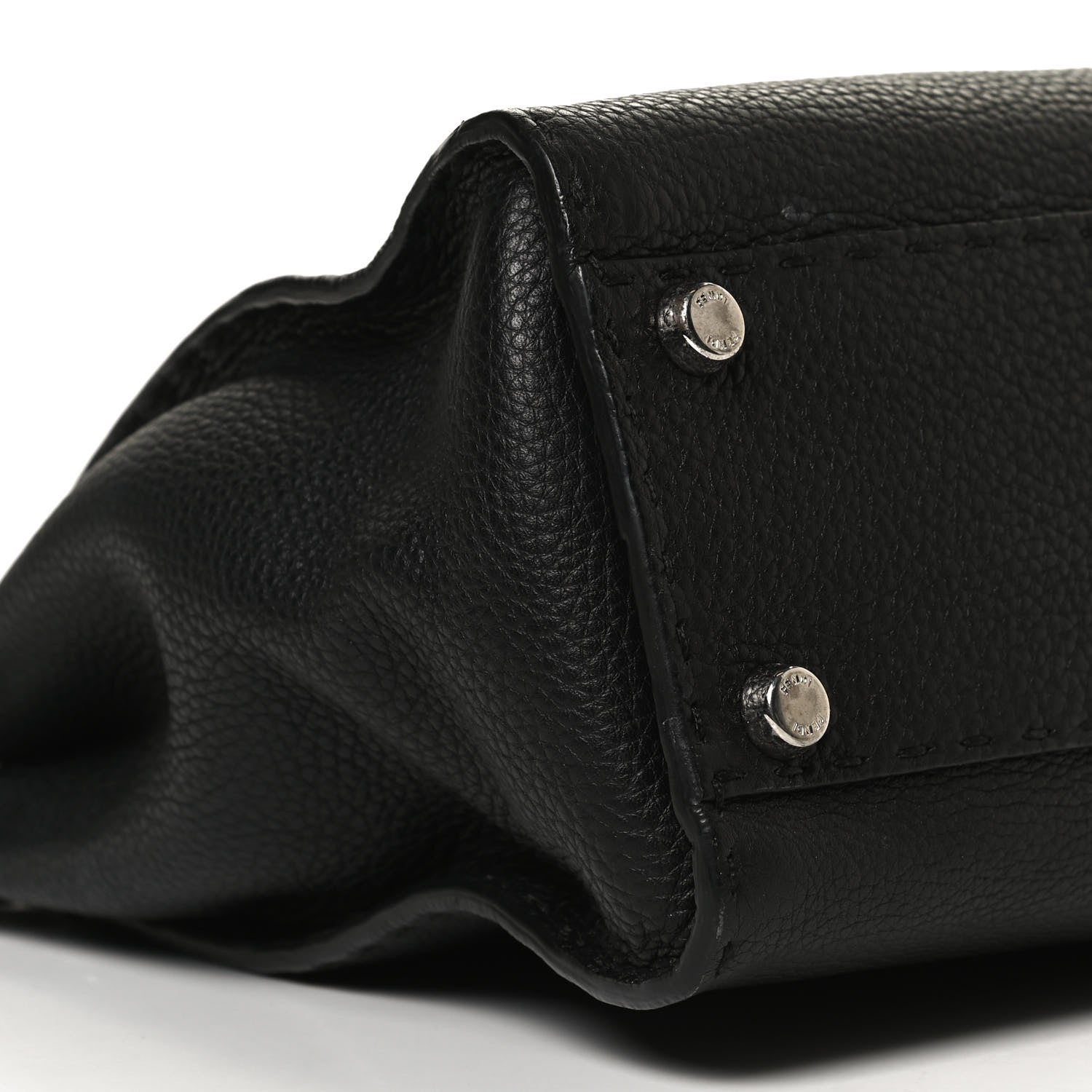 Fendi Cuoio Romano Selleria Bi-Color Medium Peekaboo Iconic Satchel Black Mou 5 of 14