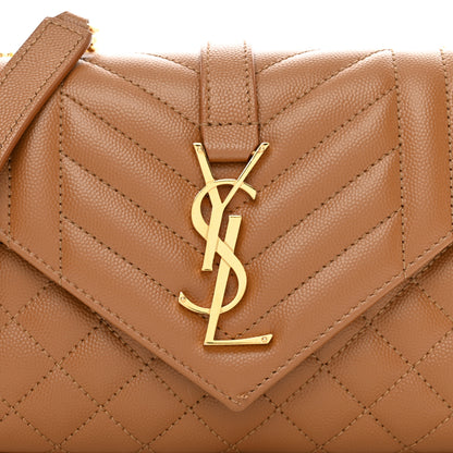 Saint Laurent Grain De Poudre Textured Mixed Matelasse Triquilt Small Monogram Satchel Dark Natural 8 of 11