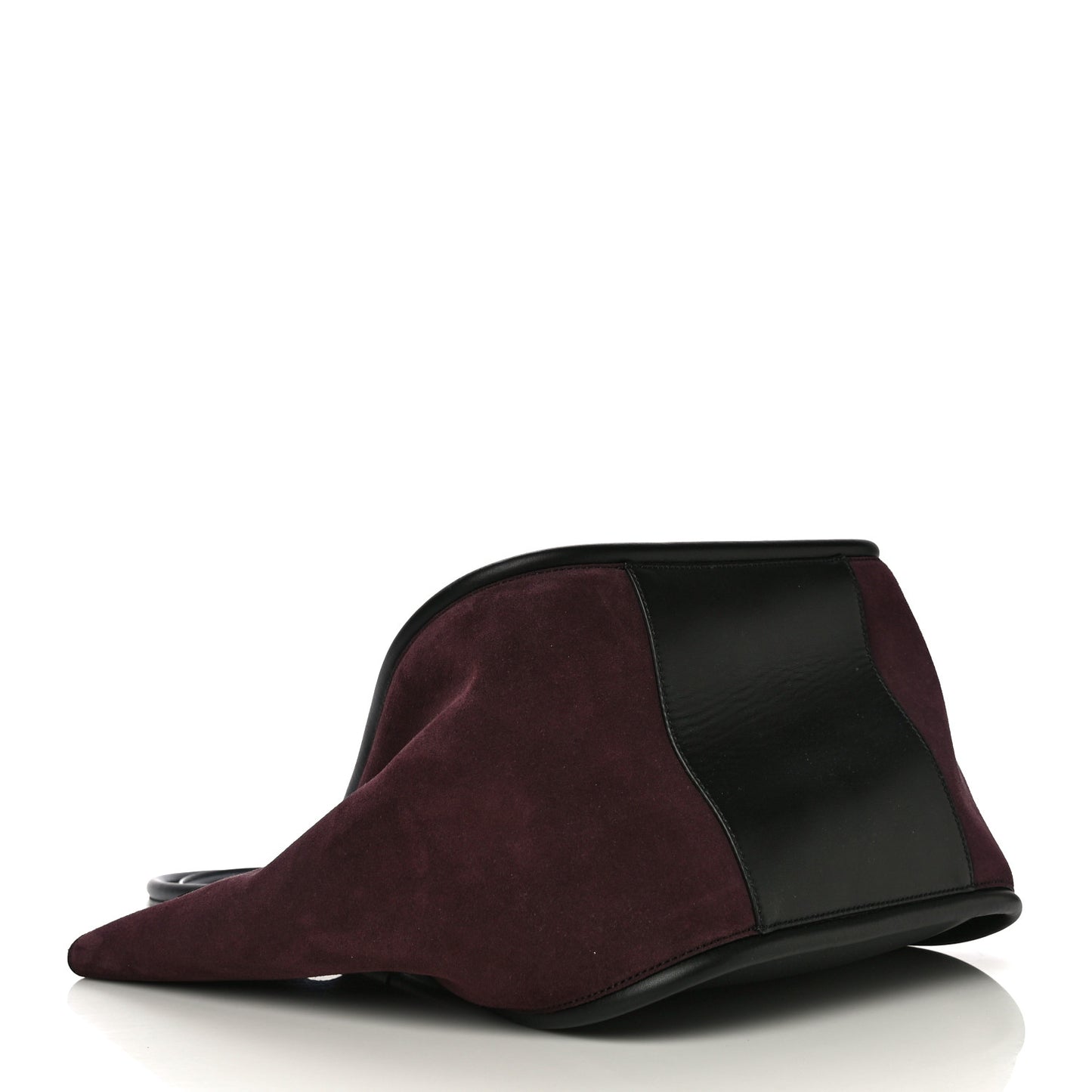 Calfskin Ruched Tote Black Chocolate Plum